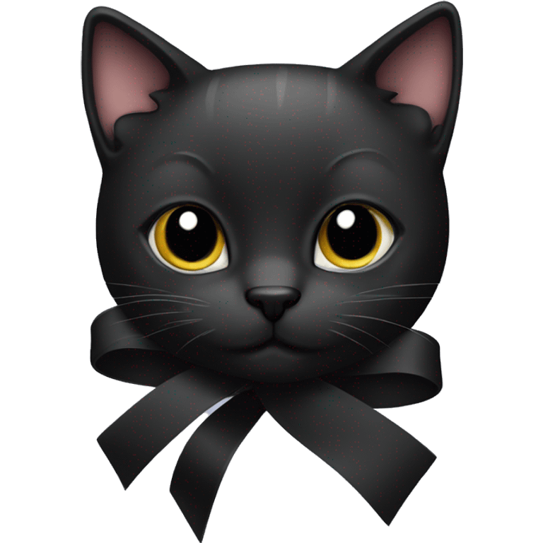 black ribbon kitty emoji