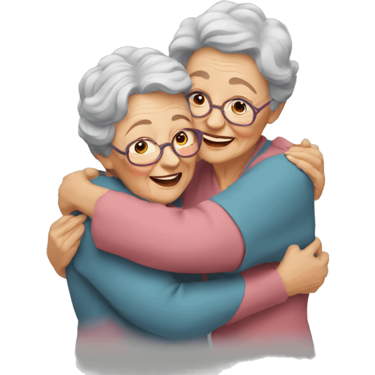 two grandmas hugging each other emoji