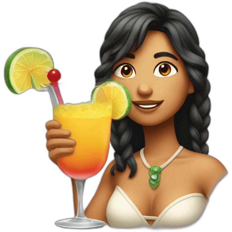 Tahitian girl drinking cocktail island emoji