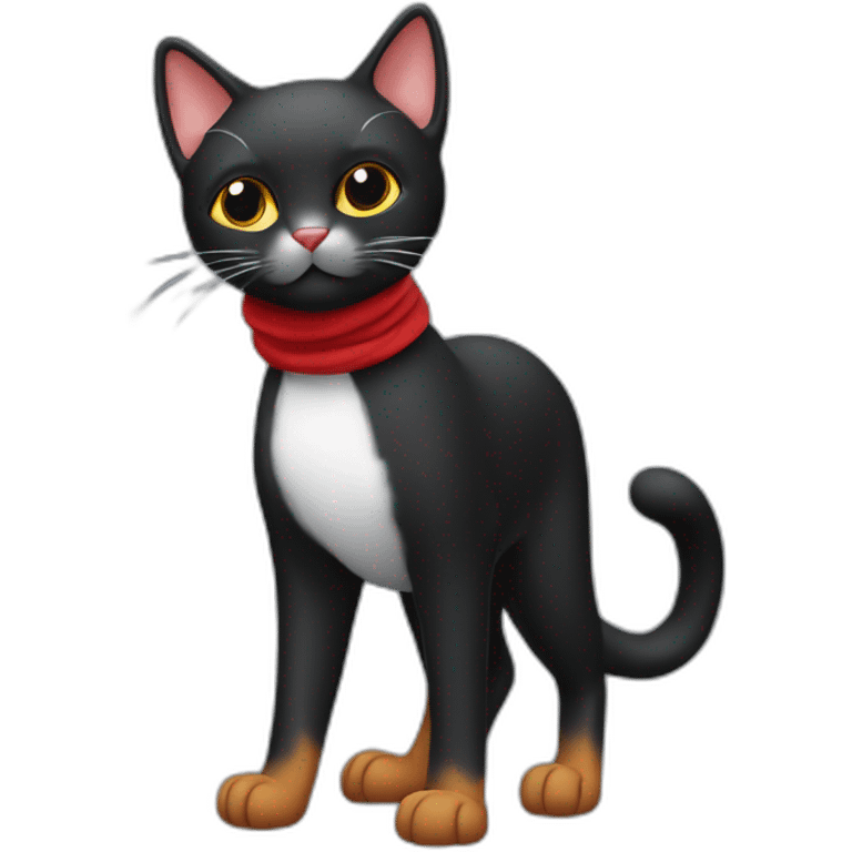 Gato negro con bufanda roja emoji