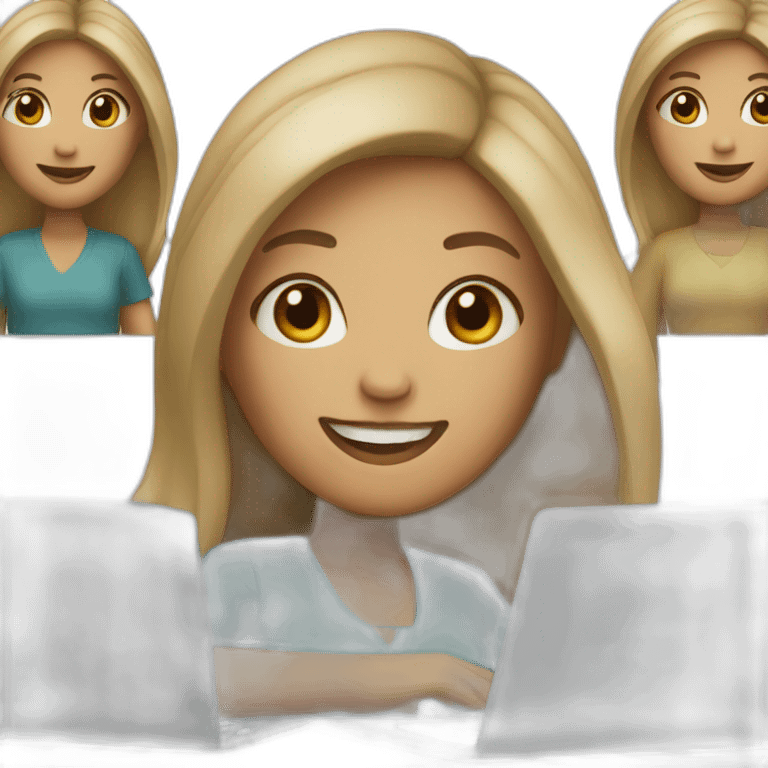 memoji of a woman smiling and has a laptop emoji