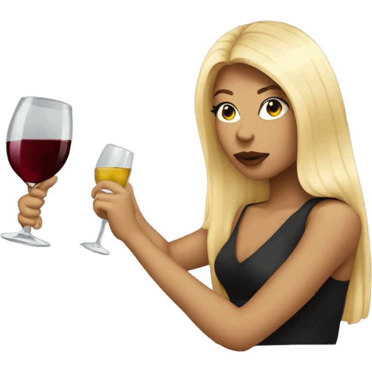 Blonde baddie drinking wine emoji