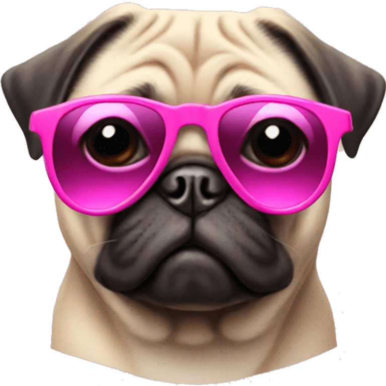 pug wearing pink sunglasses emoji