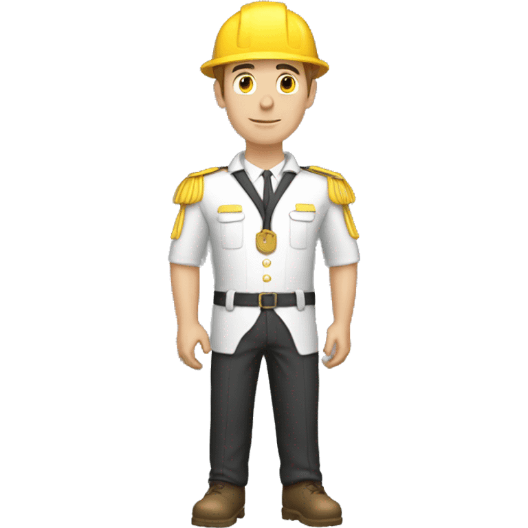 thin, white man, 1.71 tall, holding a gold gas cylinder behind his back wearing a supergasbras uniform emoji