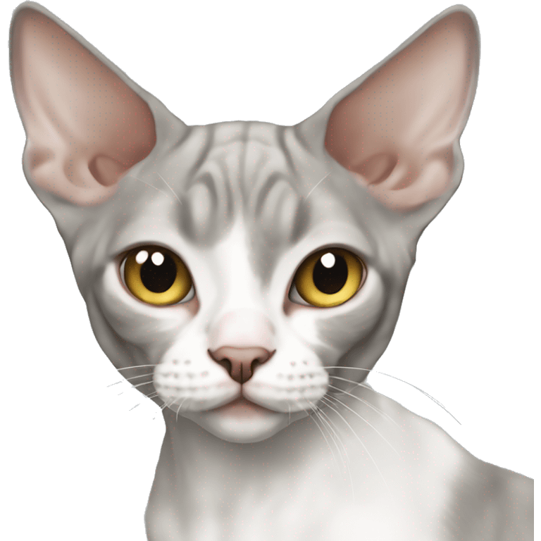 Grey and white cat Devon Rex emoji