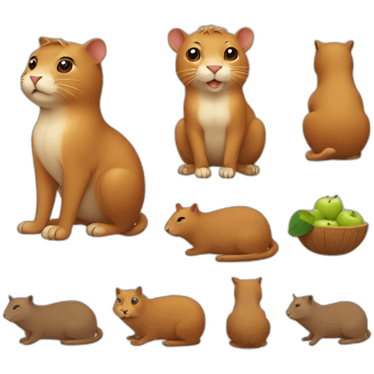 cat mixed with a capybara with an apple emoji