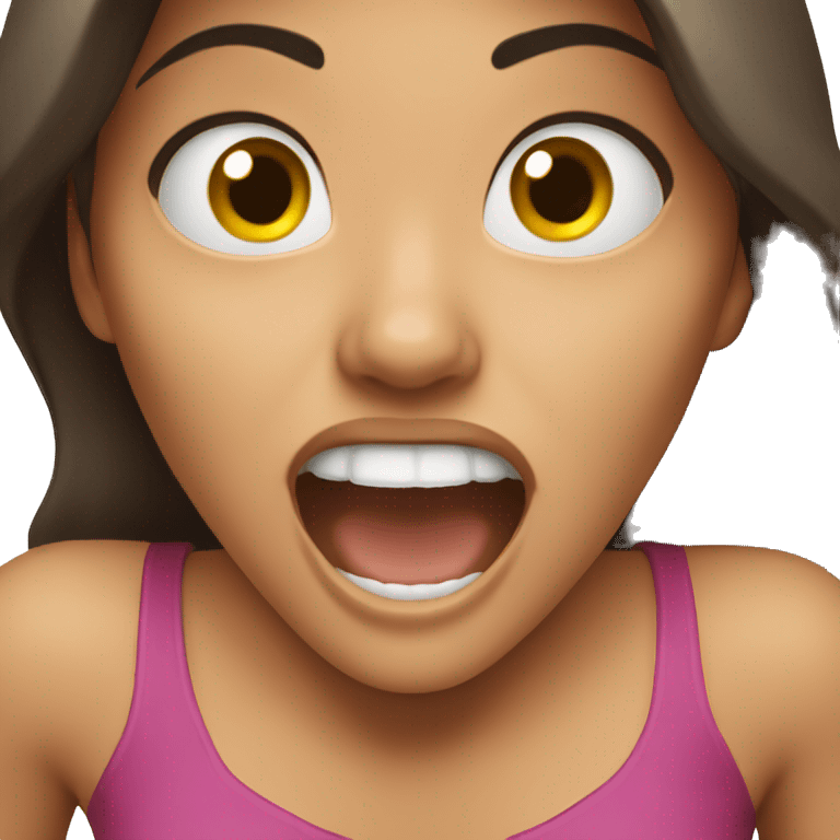 brunette girl screaming emoji