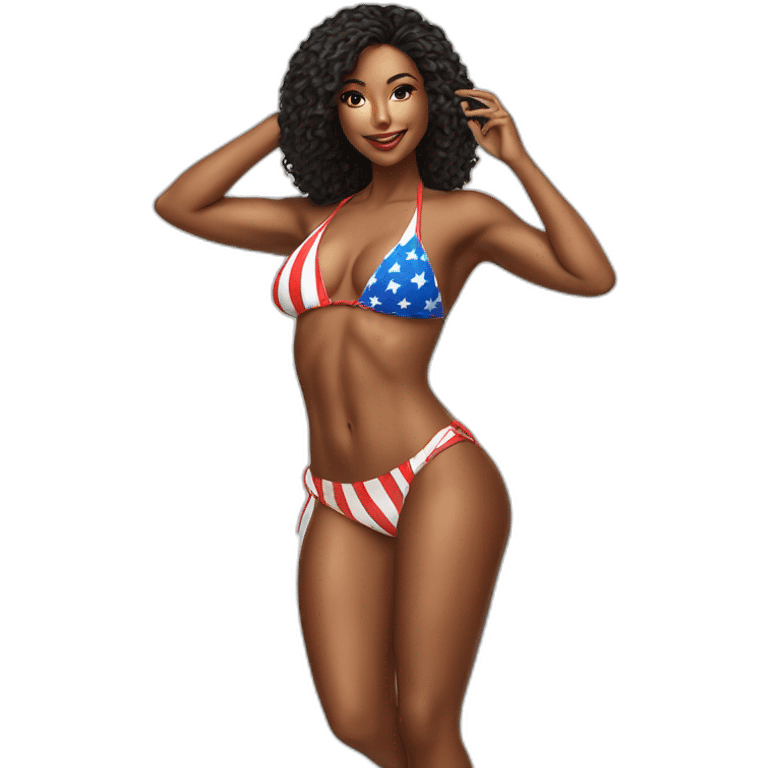 Sexy pose - woman wearing only American flag bikini poster emoji