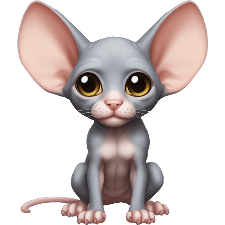 Cute Bat-Winged Sphynx-Rat-Mouse-Hybrid full body emoji