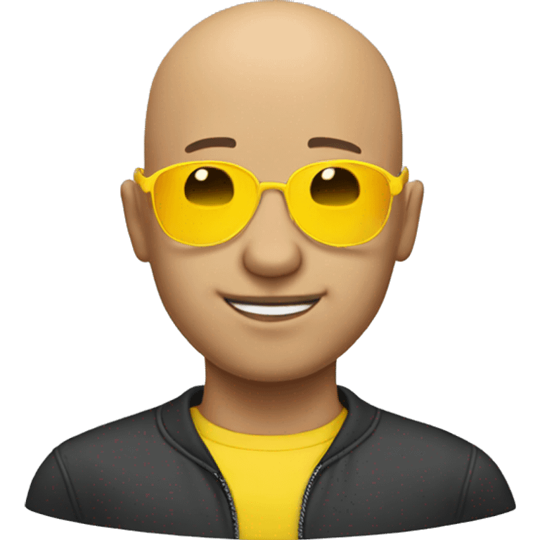 bald man wearing yellow sunglasses emoji