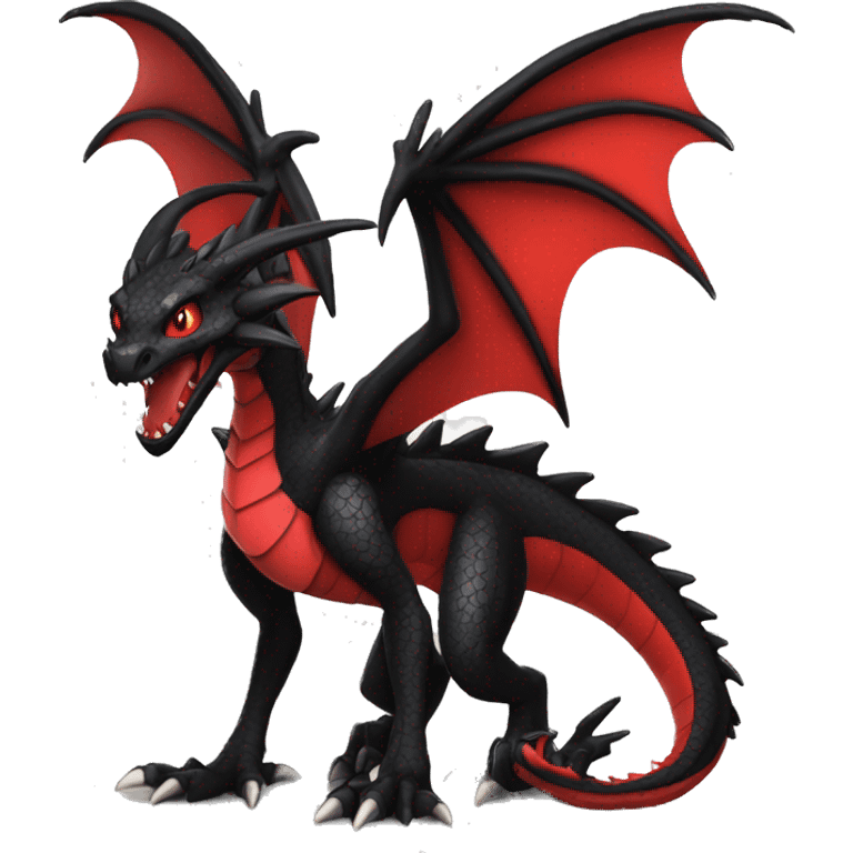 cool edgy black and red Dark-type dragon Pokémon full body emoji