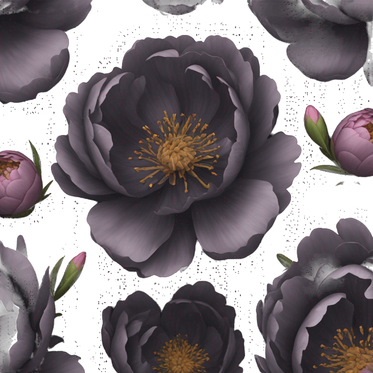 aesthetic black peony emoji