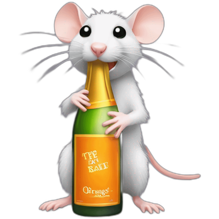 drunk rat with orange label champagne emoji