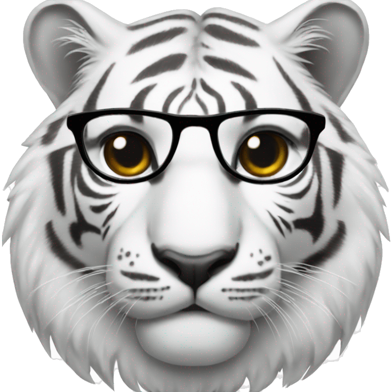 white tiger with black eyeglases emoji