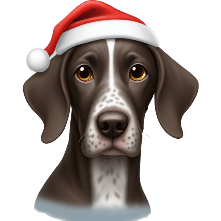 German shorthair with santa hat emoji