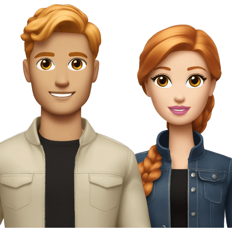 Chic brunette white ken and chic ginger haired whit barbie emoji