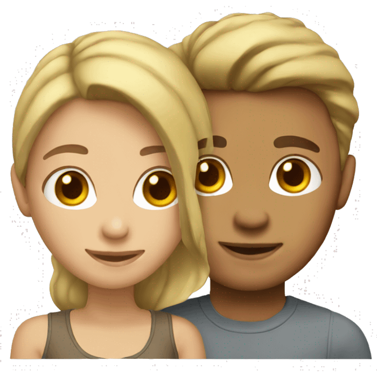 Blond girl with brown hair boyfriend emoji