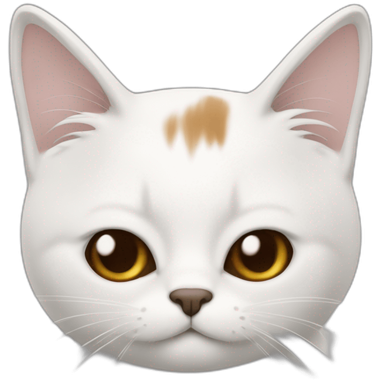 Gato blanco con mancha marrón en la cara emoji