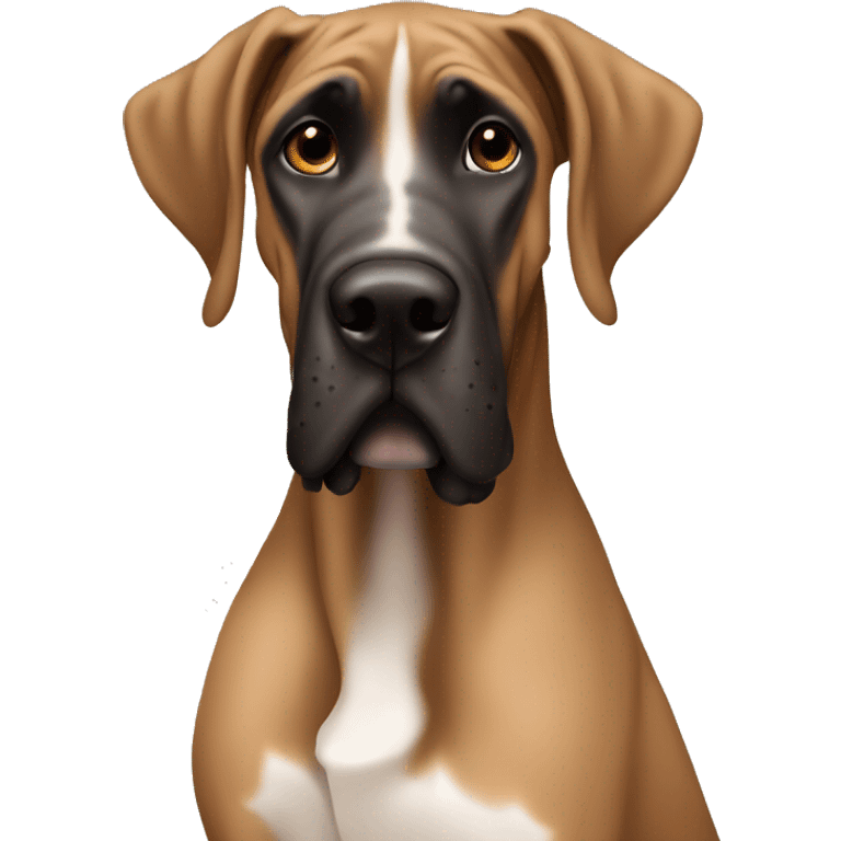 A brown great dane with a black nose sitting  emoji