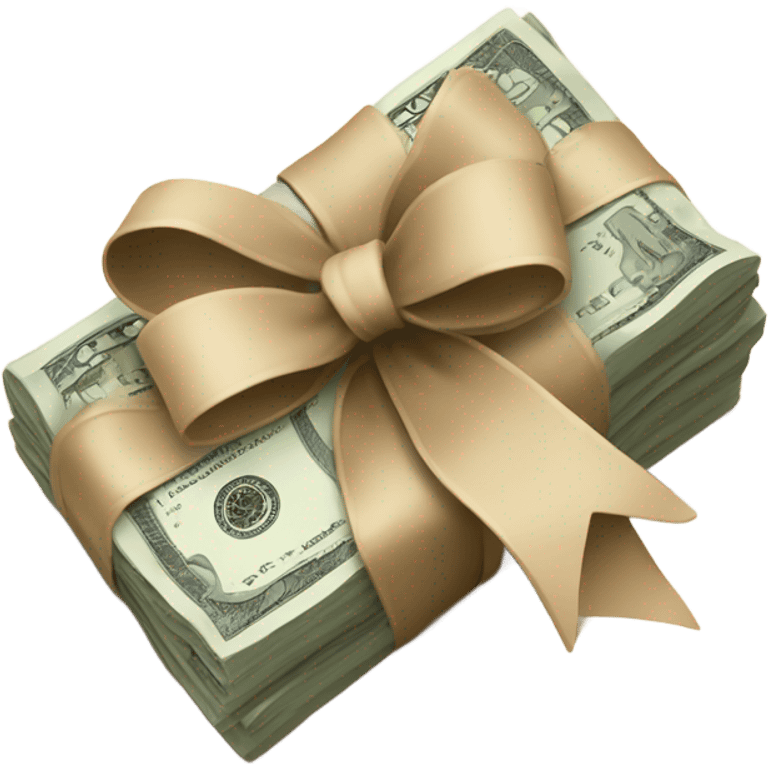 a bundle of money tied with a beige bow emoji