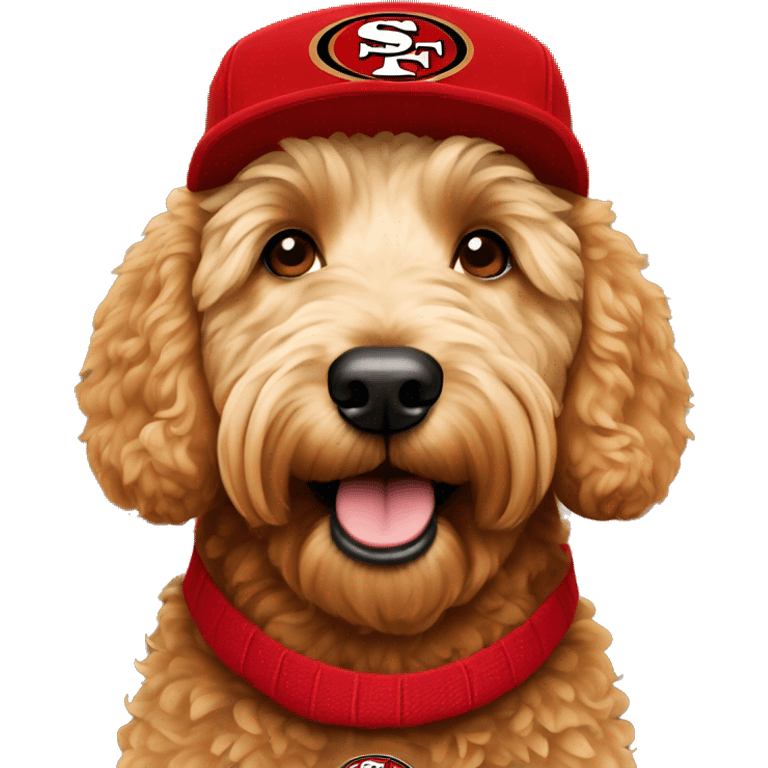 golden doodle with 49ers hat emoji