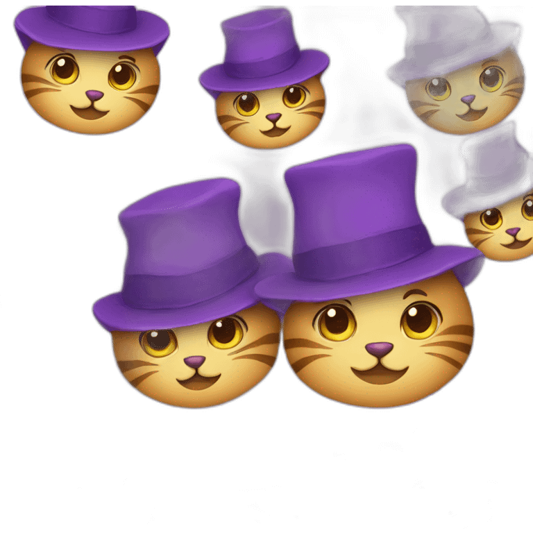 2 cats in purple hats  emoji