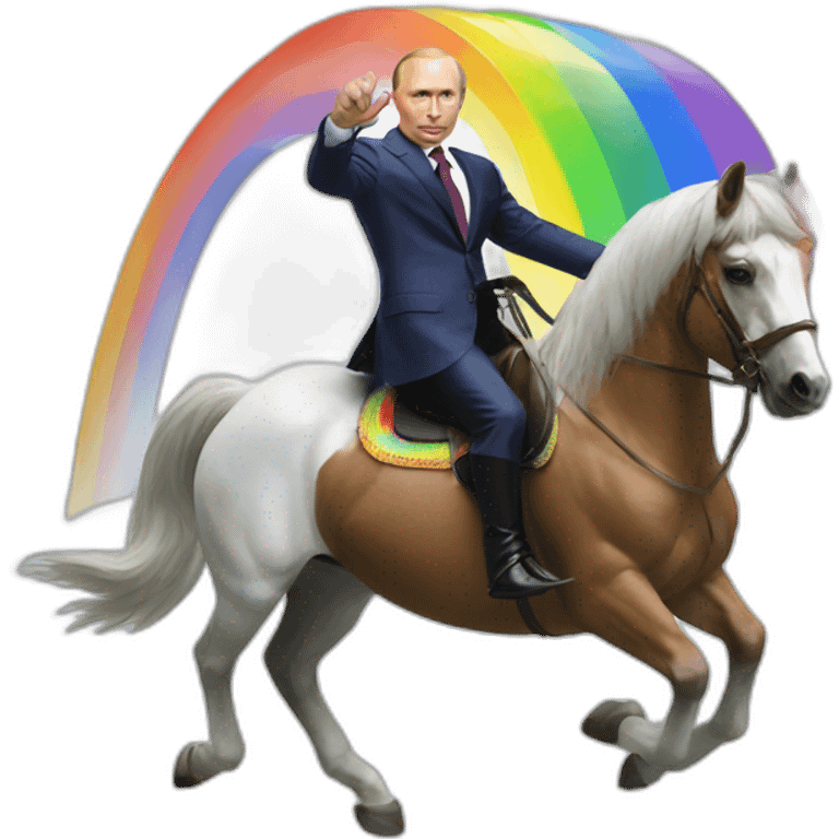 Vladimir putin riding a rainbow horse emoji