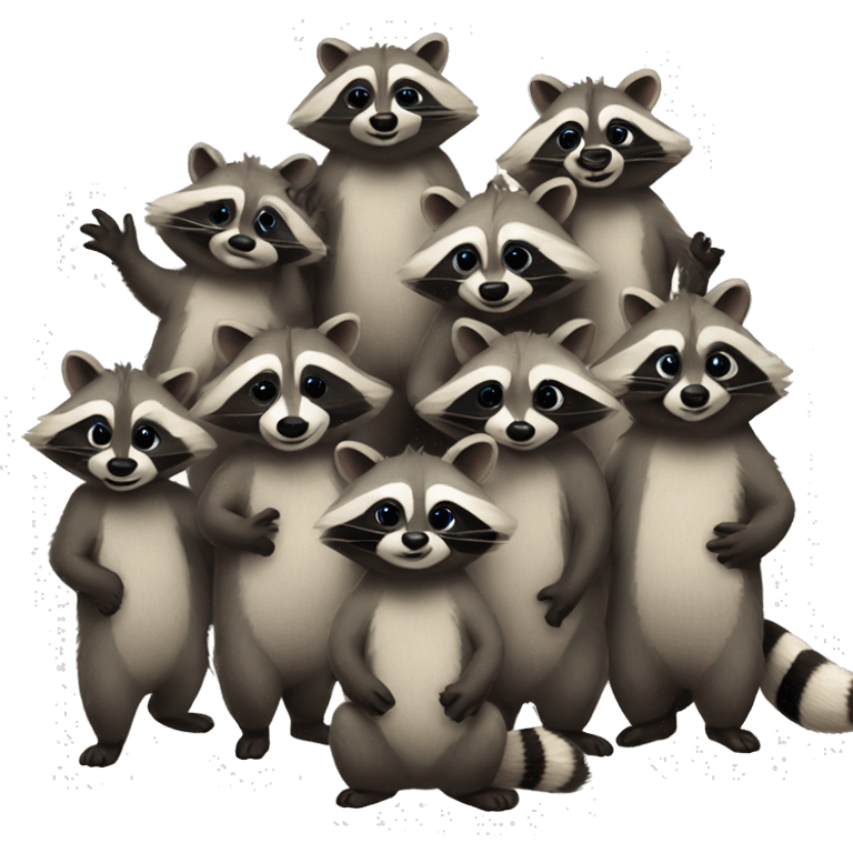 Large family of raccoons emoji