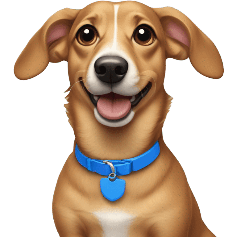 Dachshund corgi mix with blue collar  emoji