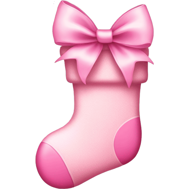  light pink Christmas stocking with big pink bow emoji