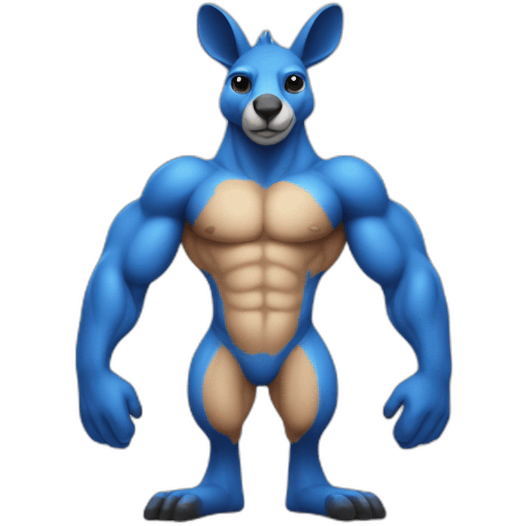 Blue coloured kangaroo body builder adult blue body emoji