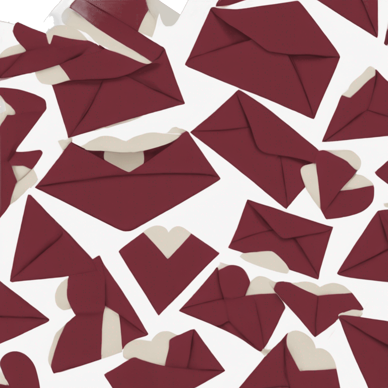 burgundy envelope with white heart emoji