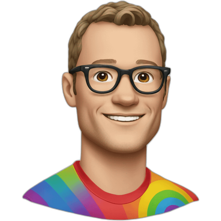 Jonathan Toews wearing glasses and rainbow clothes emoji