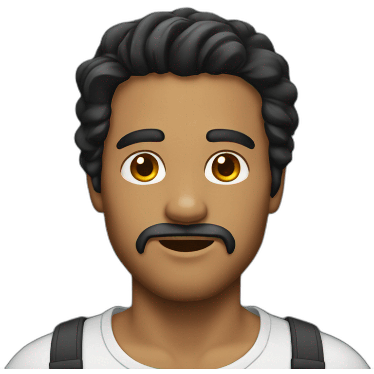 man with light beard, black hair emoji