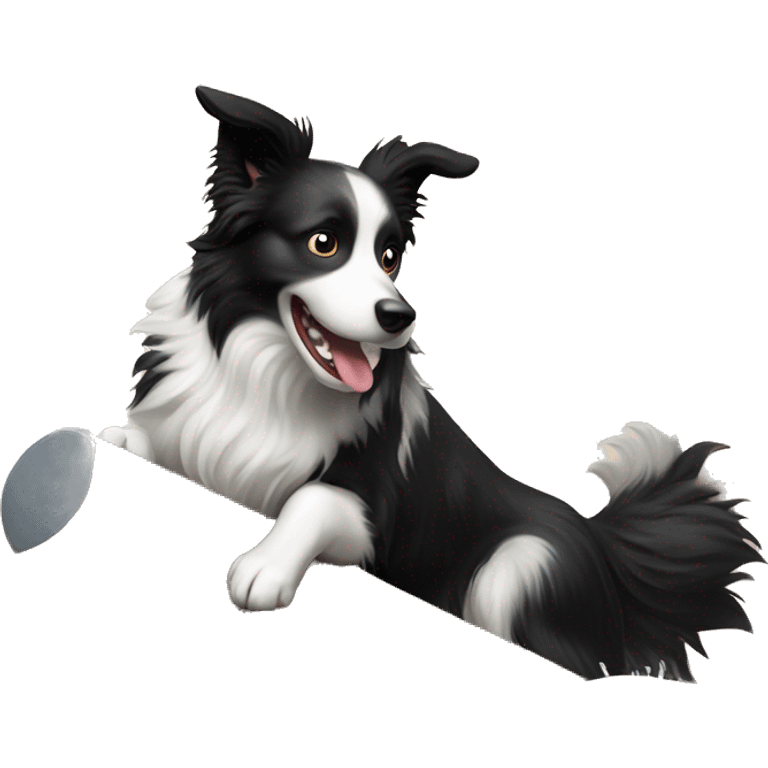 Border collie jumping over anvil emoji