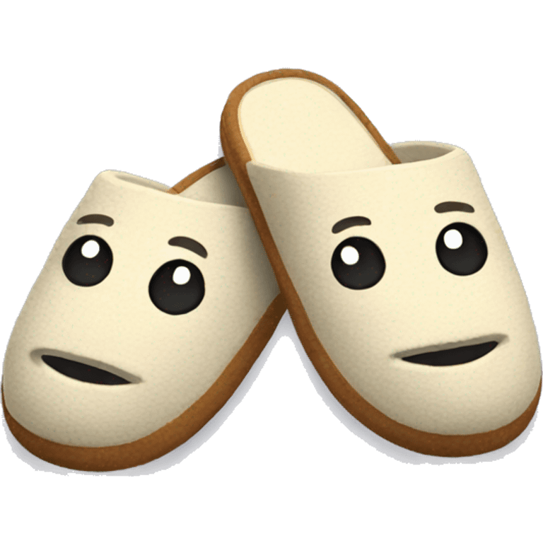 Slippers with a face emoji