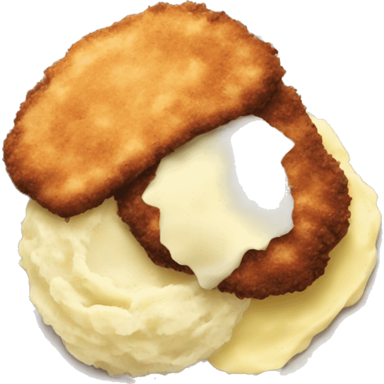 Cutlet with mashed potatoes on a plate emoji