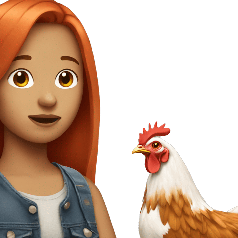 red hair teenager with a chicken emoji