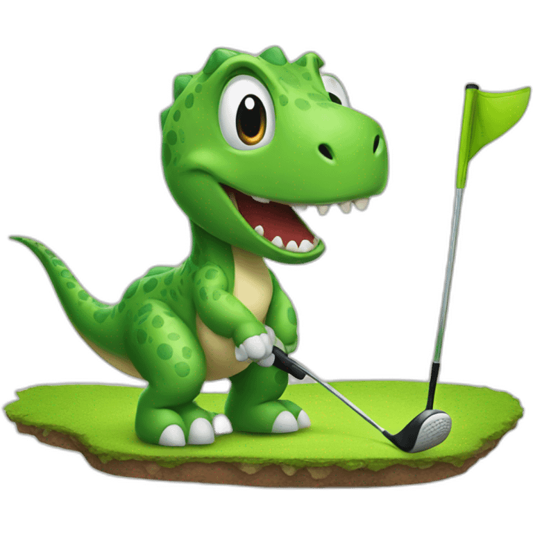 dinosaur plays golf emoji