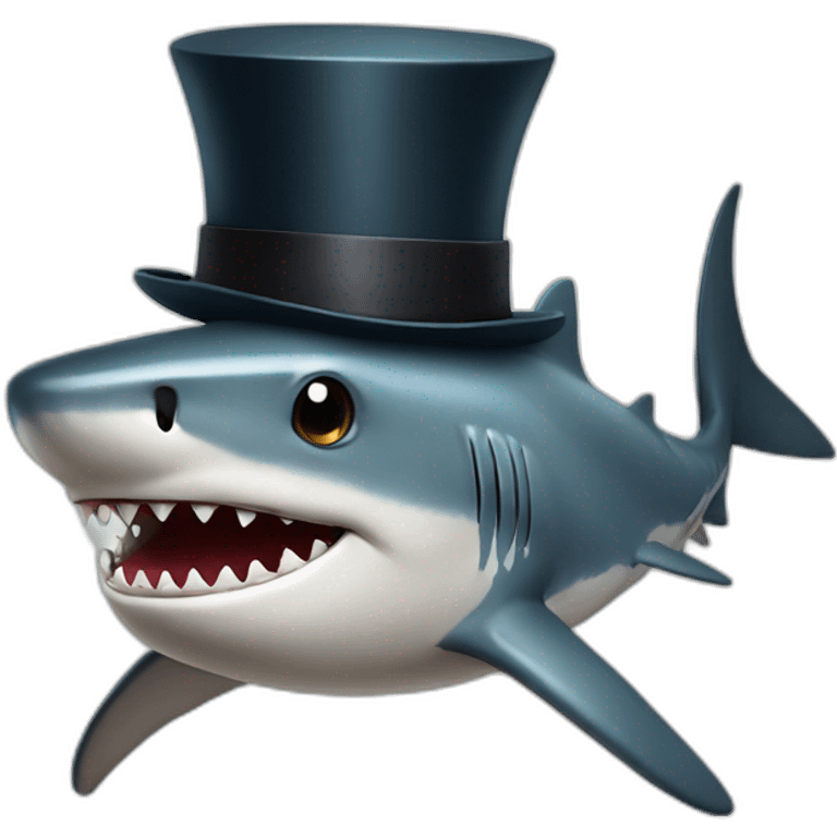 Shark with a top hat emoji