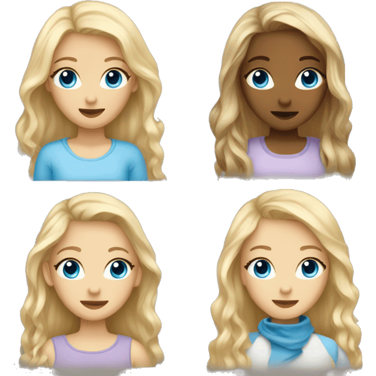 Two girls with blonde hair one girl have blue eyes second girl have bronze eyes  emoji