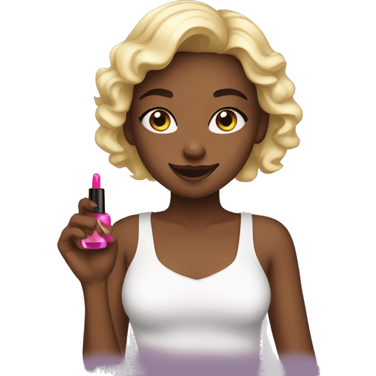 A girl doing nail polish emoji