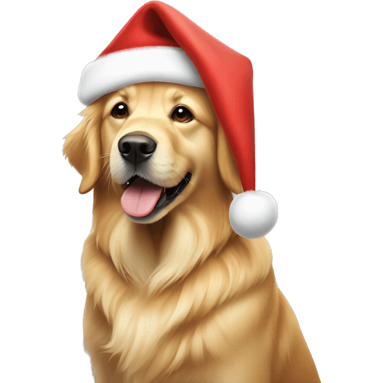 Golden retriever wearing a Santa hat  emoji