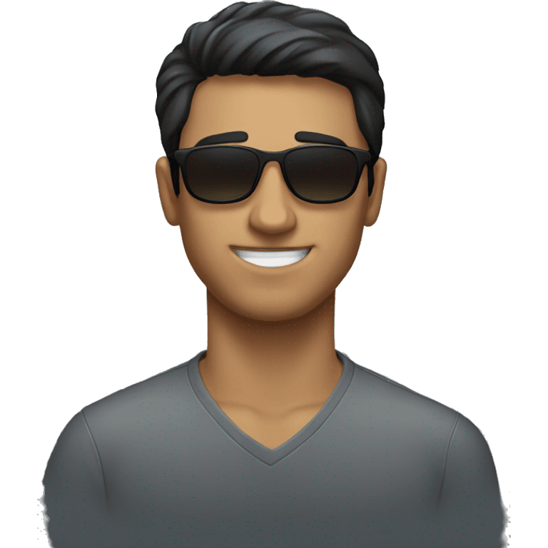 thin guy with dark hair wearing sunglasses emoji