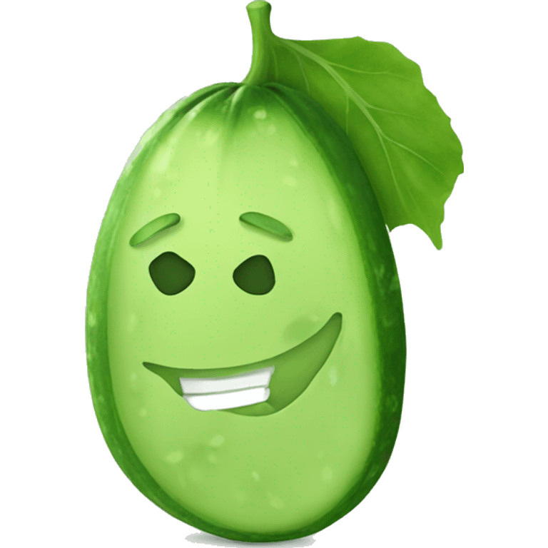 Smiley relaxing wearing cucumbers emoji