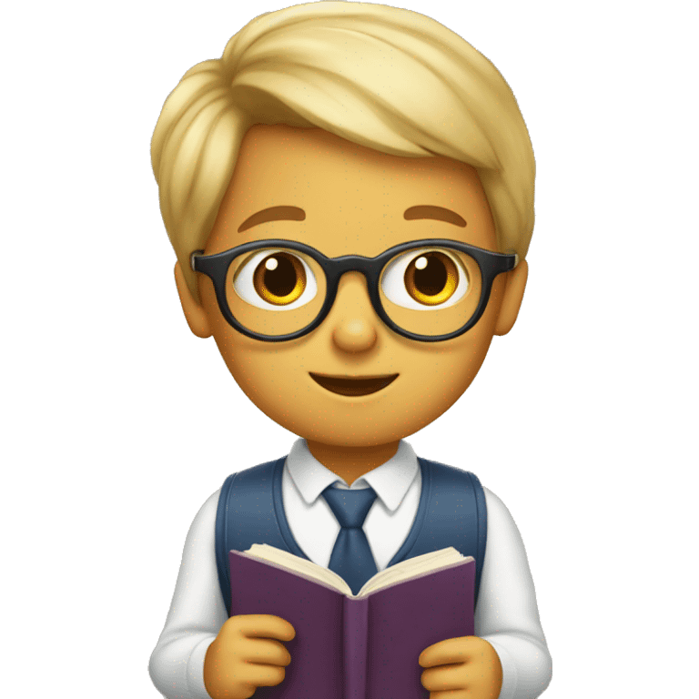 very smart child with glasses and a book emoji