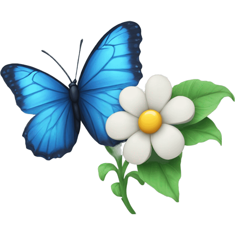 blue butterfly and flower emoji