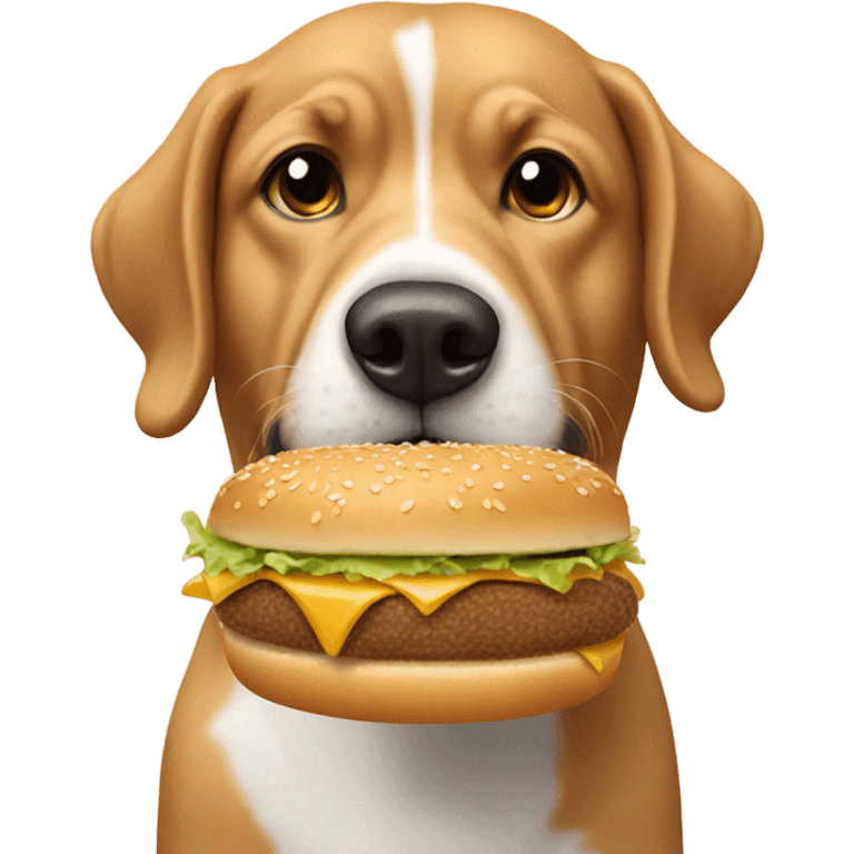 Dog eating Big Mac emoji