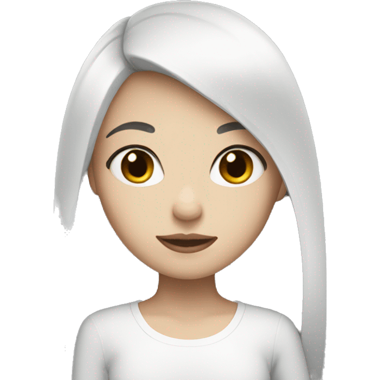 Girl with white skin and black hair emoji