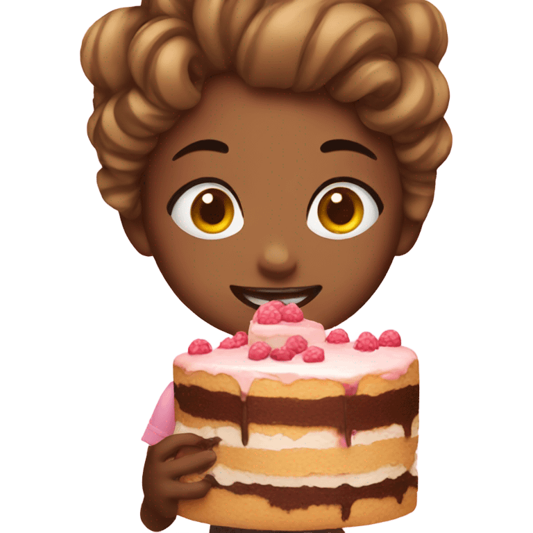 Girl eating cake emoji